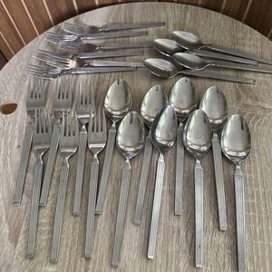 Vintage National Stainless Aqua Set Of 24 Spoons And Forks NST28